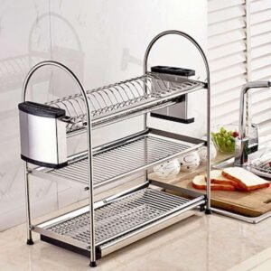 3 Layer Kitchen Dish Rack - Silver