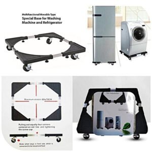 Roller Washing MachineMobile Refrigerator Base Reinforced Retractable Movable Rack with Wheels Kitchen Fridge Base Bracke