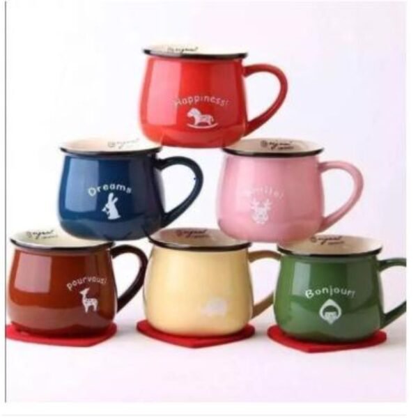 Creative Lovely Large Breakfast Cups Colorful Ceramic Milk Cups 1pcs