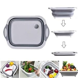3 in 1 Multifunction Foldable Chopping Board Collapsible Dish Tub Basin Cutting Board Space Saving for Kitchen