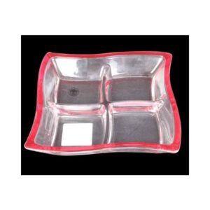 Serving Dish 4 Sectioned - Cherry Red