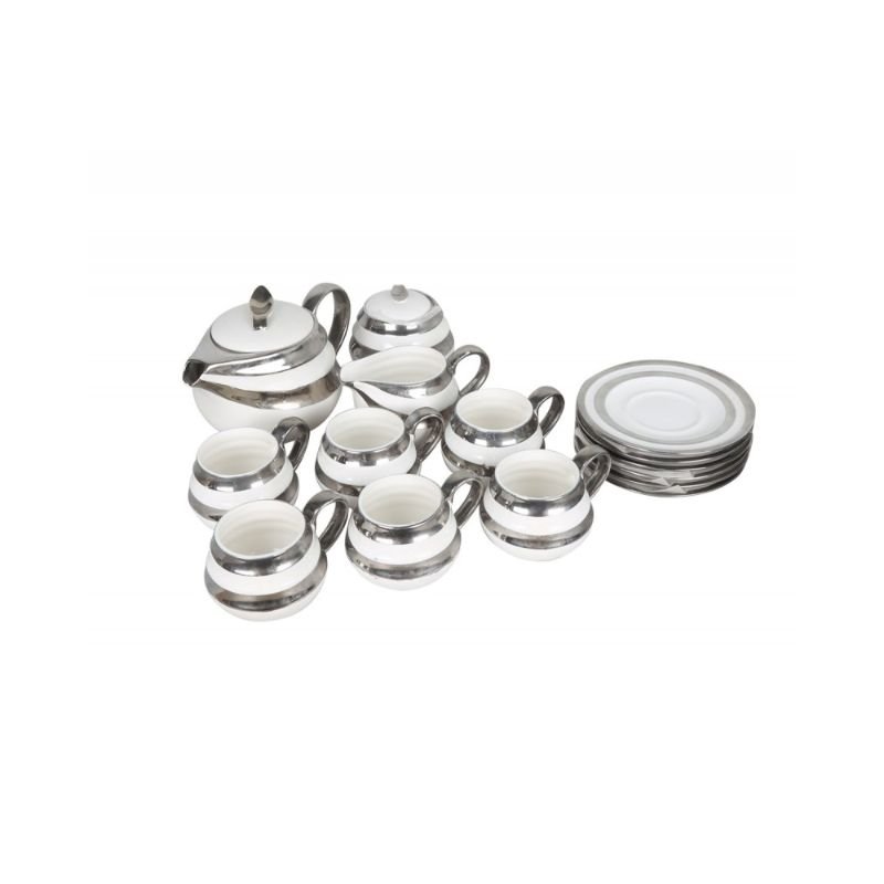 15 Pcs Tea Set – White & Silver