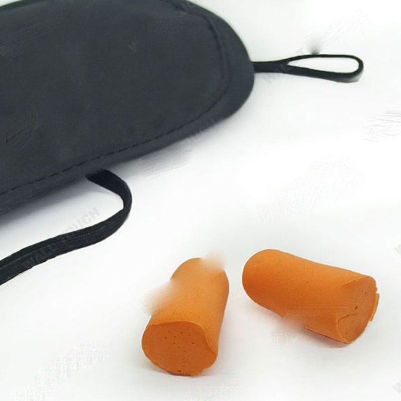 Solid Black Color Silk Eye Mask For Sleeping at Daylight & 2 pcs Memory Foam Ear Plug