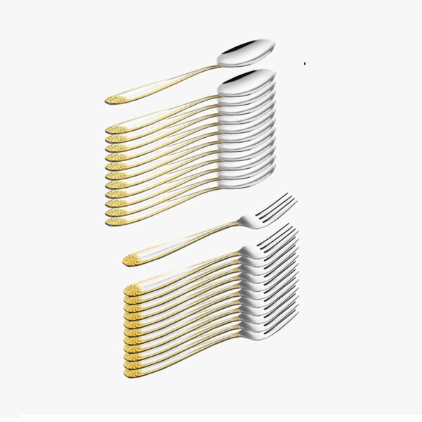 Stainless Steel Kitchen Spoons Set - Set of 24 Pcs (12 pcs tea + 12 pcs Fork)