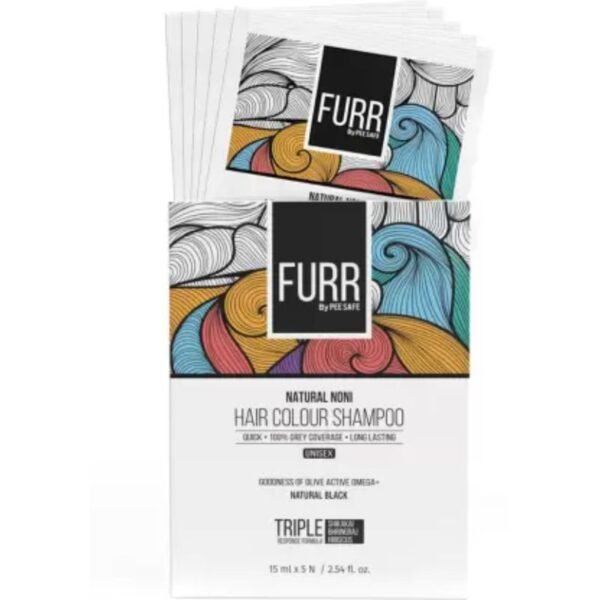 FURR By Pee Safe Instant Hair Colour Shampoo With Natural Noni and Olive Active Omega + (Dark Brown) - Pack of 5