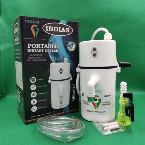 Instant Portable Geyser water heater ISO certified INDIAS brand.