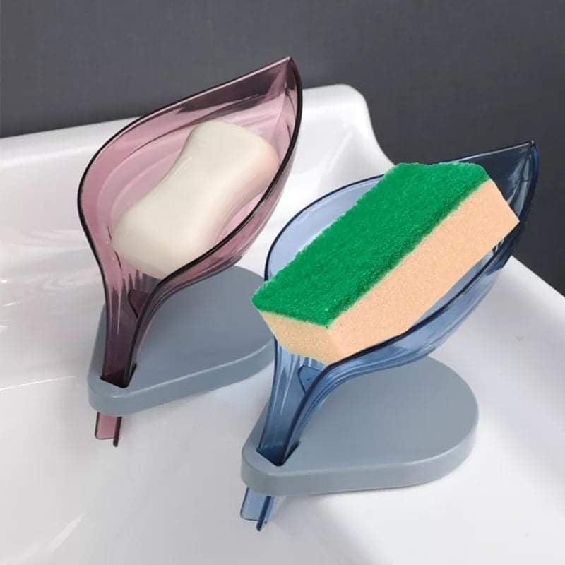 Self Draining Leaf Shape Soap Dish Case Holder Bathroom Soap