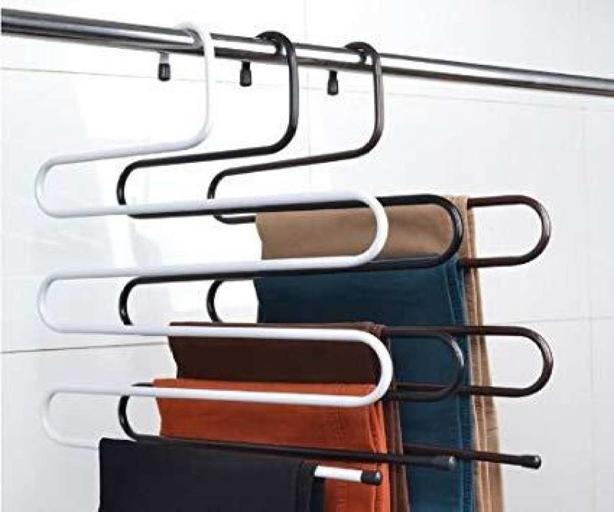 5 layers S Shape MultiFunctional Clothes Hangers Pants Storage Hangers Cloth Rack Multilayer Storage Cloth Hanger 1PC