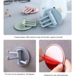 Multifunctional Rotating Seamless Adhesive Hook Bearing Punch-free Storage Wall Hanger Bathroom Kitchen Invisible Bracket Holder