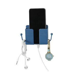 Wall Mounted Remote Phone Holder Storage Box Phone Plug Wall Charging Storage Shelf with Hooks