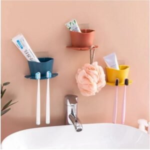 Multifunctional wall mounted toothbrush holder soap ball hanger bathroom organizer