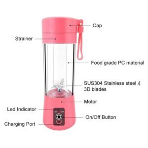 USB Rechargeable Portable Blender Mixer 6 Blades Juicer Juice Citrus Lemon Vegetable Fruity