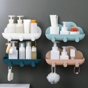 Bathroom Storage Rack Shower Stand Cloud Bathroom Shelf Toilet Wall-Mounted Soap Holder Non-Marking Paste Storage Rack Organizer