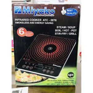 MIYAKO INFRARED COOKER DARK SMOKELESS AND ENERGY SAVINGS MODEL: ATC-20T6 CAPACITY COMPLETE: 2000 WATTS