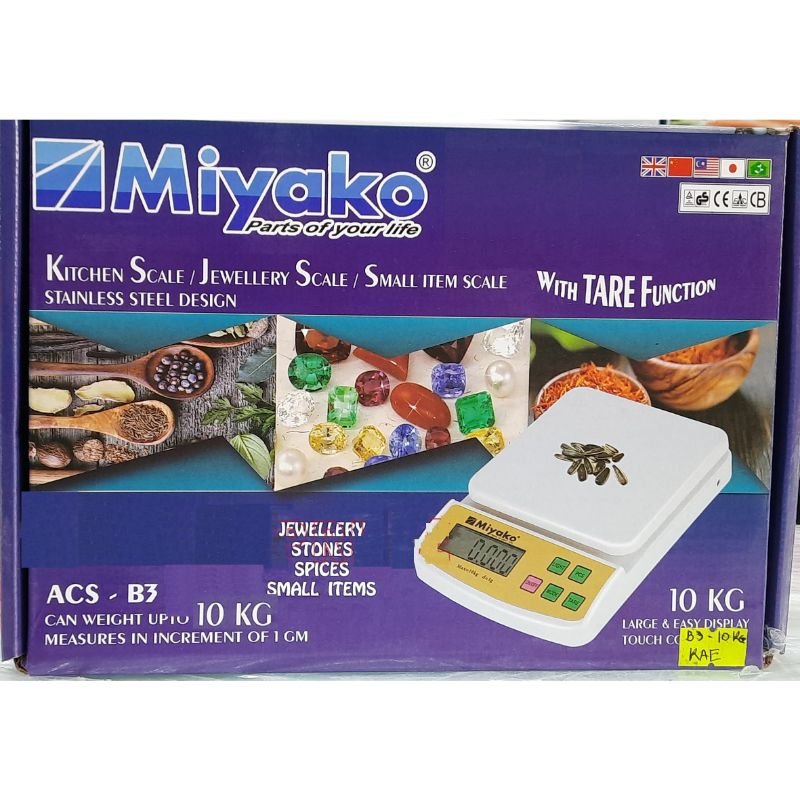 MIYAKO KITCHEN SCALE /JEWELRY SCALE/SMALL ITEM SCALE TOUCH CONTROL 10 KG ACS-B3