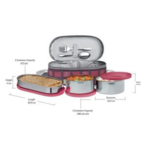 Milton Corporate Lunch Box With Bag | Stainless Steel | Containers Set of 3