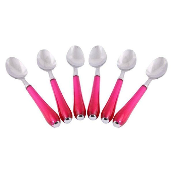 Stainless Steel Tea Spoon - Silver and Magenta