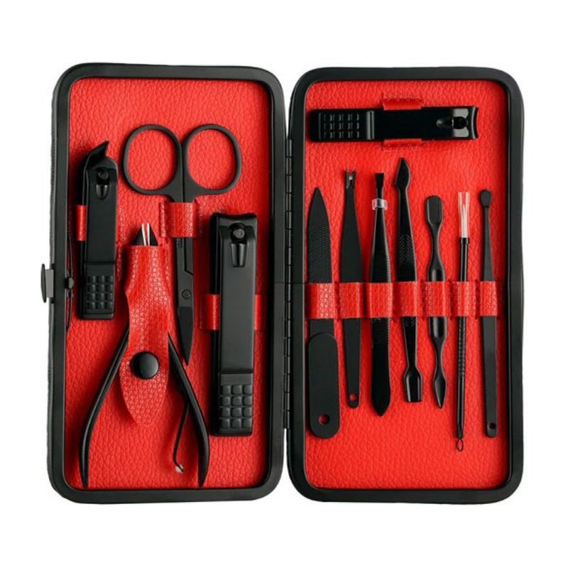 Manicure Pedicure Set Nail Clippers – Mifine 16 In 1 Stainless Steel Professional Pedicure Kit Nail Scissors Grooming Kit with Black Leather Travel Case First Generation