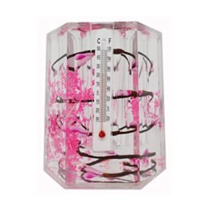 Saubhagya Global Acrylic Big Pink Hexagonal Paper Weight 9.5Cm with Temperature Display, Desk Organiser,