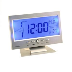 Royals Abstract Plastic Digital LCD Clock with Calendar, Temperature Sensor and Alarm (10.5 x 14 cm , Multicolour)