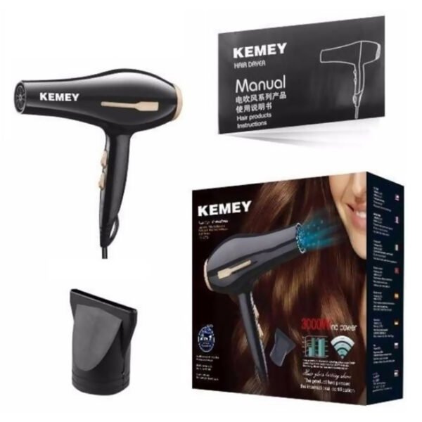 Kemey-KM-2376/2378 -3000W ( 2 in ! ) Powerful-Professional-Heavy-Duty-Hair-Dryer-for-Unisex - Black