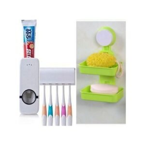 Double Layer Soap Dish + Toothpaste Dispenser /Brush Holder